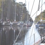 passing the boat rally. Boats typically raft up on docks