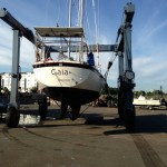 Gaia's stern davits and solar panels