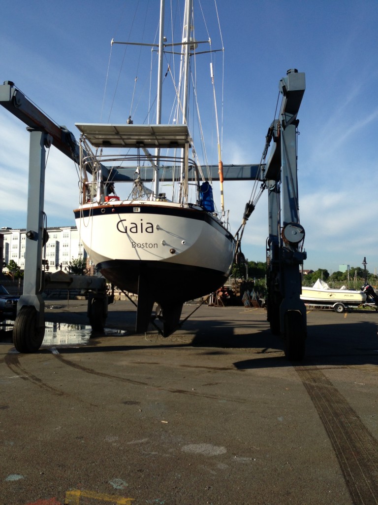 Gaia's stern davits and solar panels