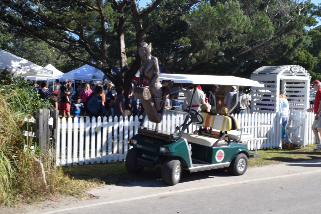 Most people get around by golf carts..... this one is aptly decorated for Blackbeards Island