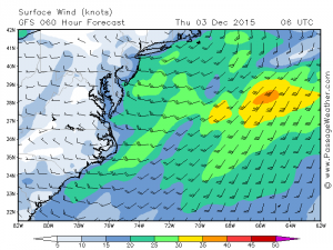 Wed 7 PM EST. Wed night we had sustained 25 knot winds gusts up to 32. By far the scariest of the nights.