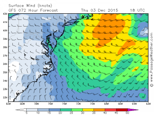 Thur 1 PM EST Strong low pressure system that we're running from to avoid squalls