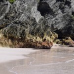 Taking in the pink sand