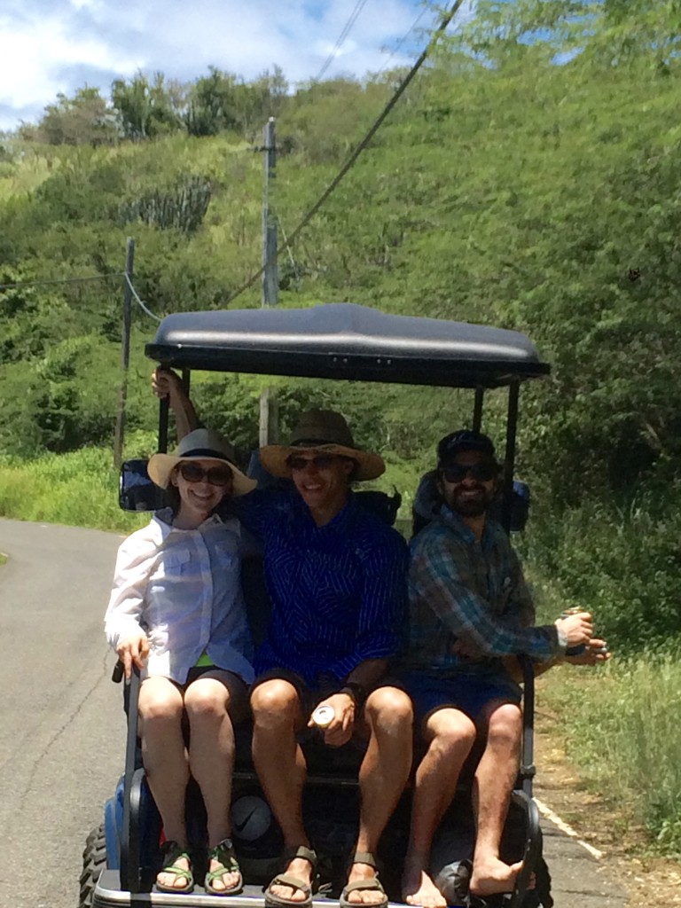 Playing racer golf carts is tough business, better get a refreshment Jeff